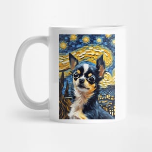 Chihuahua Dog Breed Painting in a Van Gogh Starry Night Art Style Mug